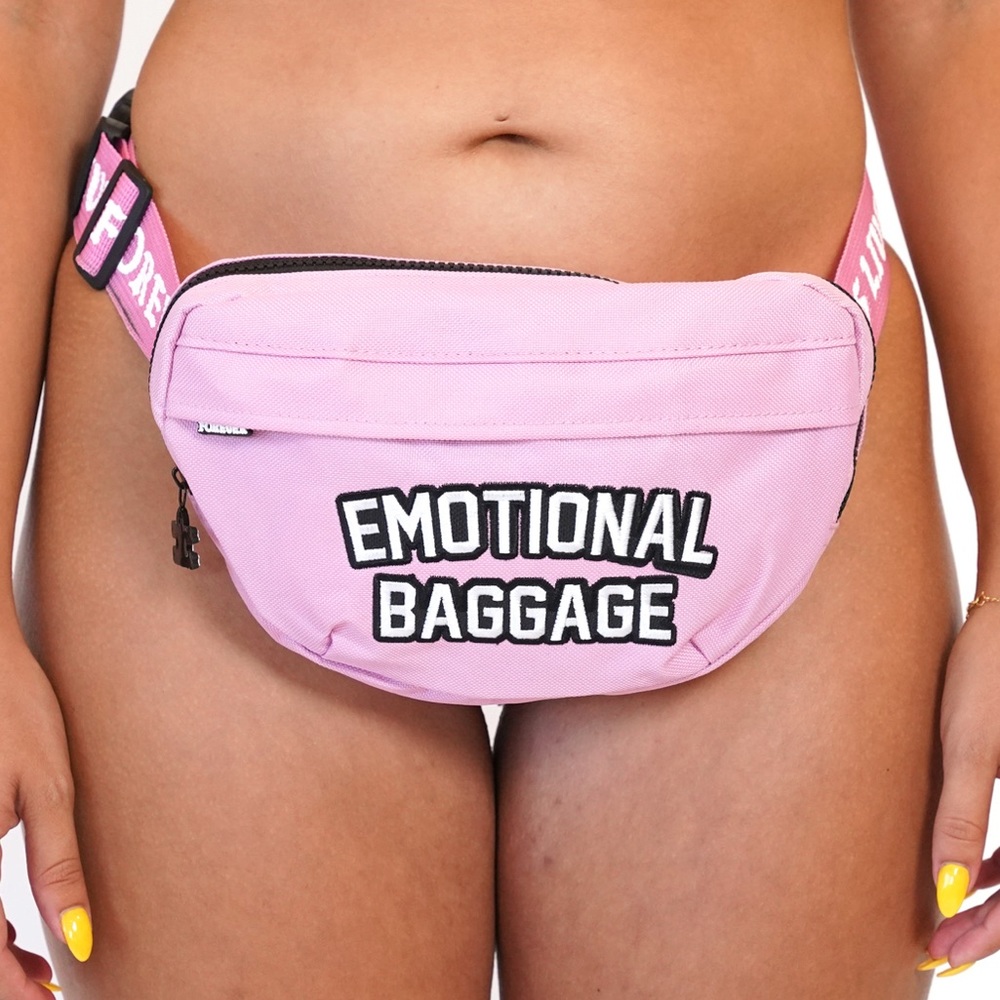 Linda Finegold ALF light pink printed strap fanny pack